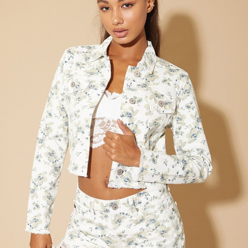 KanCan Paisley Floral Trucker Jacket
